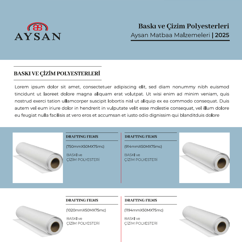 Aysan Baskı Çizim Polyesterleri